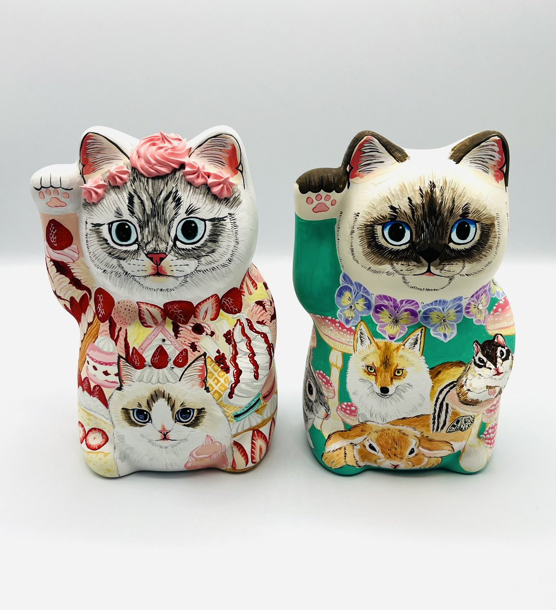 金田花季　原画　「ねことどうぶつ」 KANEDA HANAKI 金田花季 — 「ねこと花のお庭」 2022