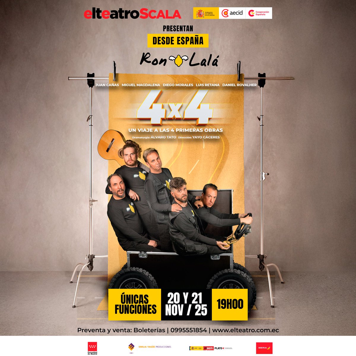 😎 ¡4 obras en elteatro del <a href="/ScalaShopping/">Scala Shopping</a>!
La compañía española Ron Lalá llega con un espectáculo que condensa lo mejor de su historia: humor, crítica y música en vivo🎶

📆 Jueves 20 y viernes 21 de noviembre | 19:00
🎟️ elteatro.com.ec | 0995551854 | boleterías