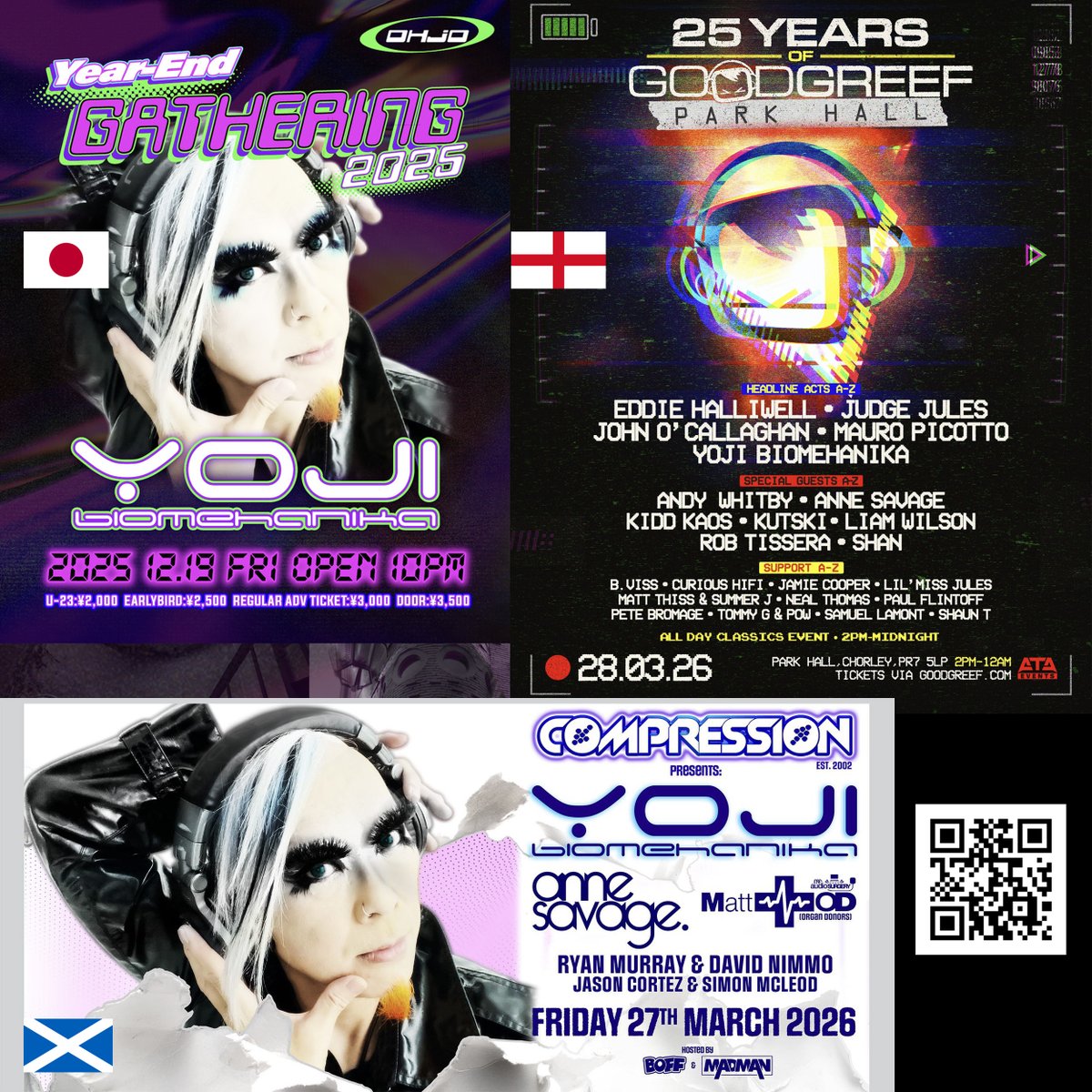 2025年の最後を飾る東京での出演、そして2026年の新春に控えるエジンバラ（スコットランド）とプレストン（イギリス）で出演するギグのチケットを購入するためのリンクをまとめてみましたのでぜひご利用ください！
OHJO Year-End Gathering 2025は現在アーリーバード・チケットを発売中、GOODGREEF at