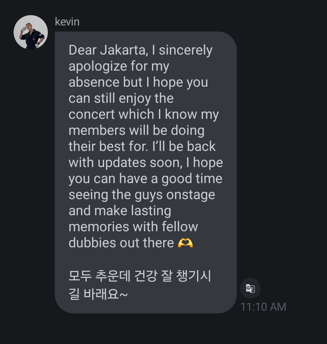 kevin sent a message in bbl 😭😭😭 even at this time he is really thinking of deobis 😭😭😭
