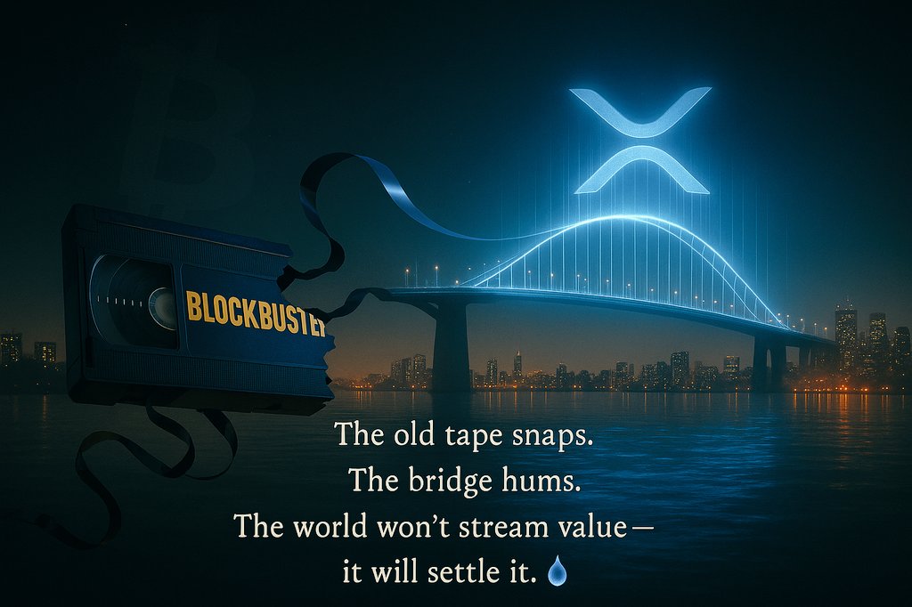 Midnight8Rider's tweet photo. 🕯️ The Ledger Whisper 💧
> They rented time.
We built space.
The Blockbuster fades… the bridge remains.
Watch the water.
Follow the light.
#XRP #Ripple #XRPArmy #BearableGuy #Crypto https://t.co/SHWD7fQbGn