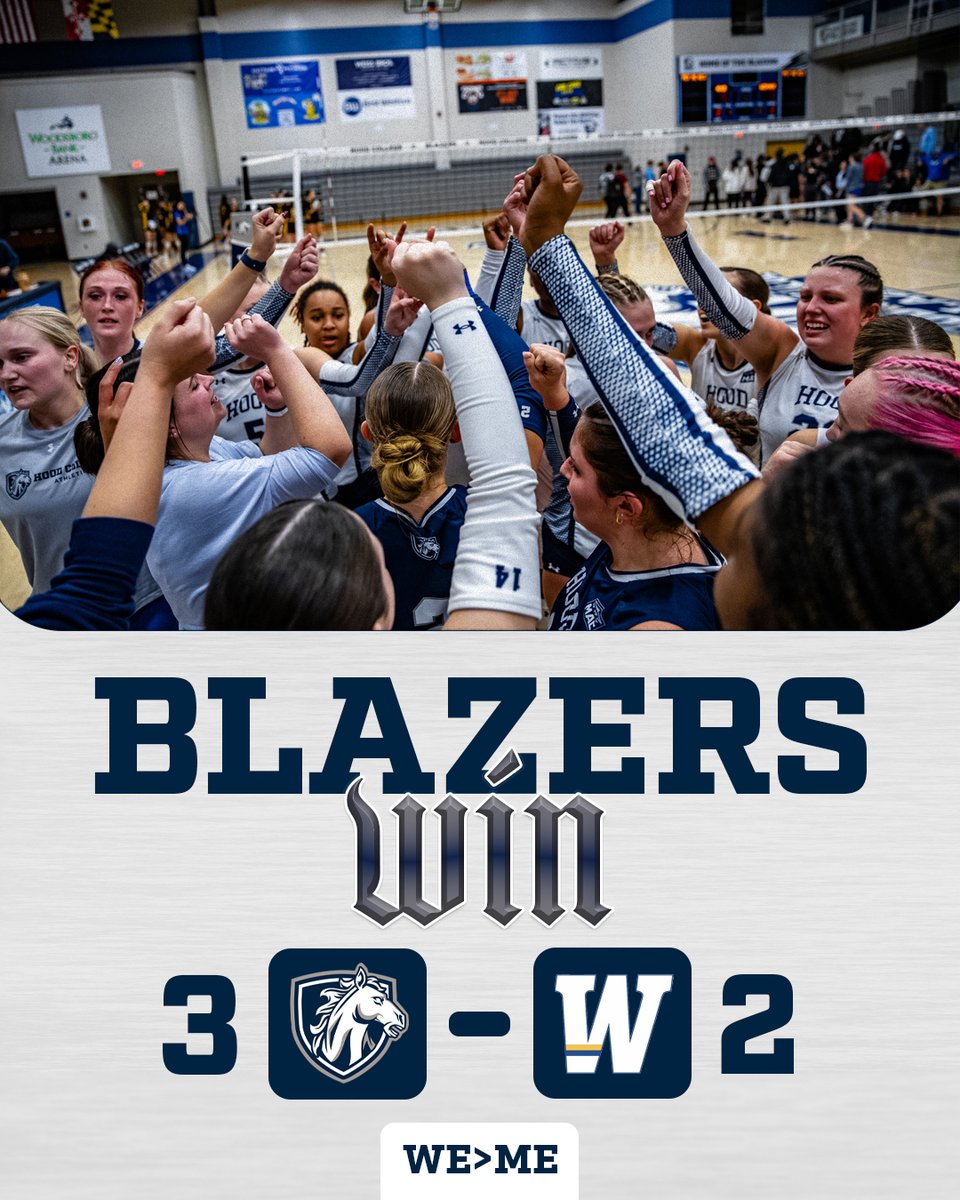 BLAZERS WIN‼️

<a href="/HoodVolleyball/">Hood College VB</a>  storms back to reverse sweep Widener 3–2 and clinch their first playoff berth since 2015! Ofoegbu drops 26 kills, Daley adds 15, and Ricketts dishes 49 assists!

🏐🔥🏐🔥🏐🔥

#WeOverMe #BringYourBest #MACvb #d3vb