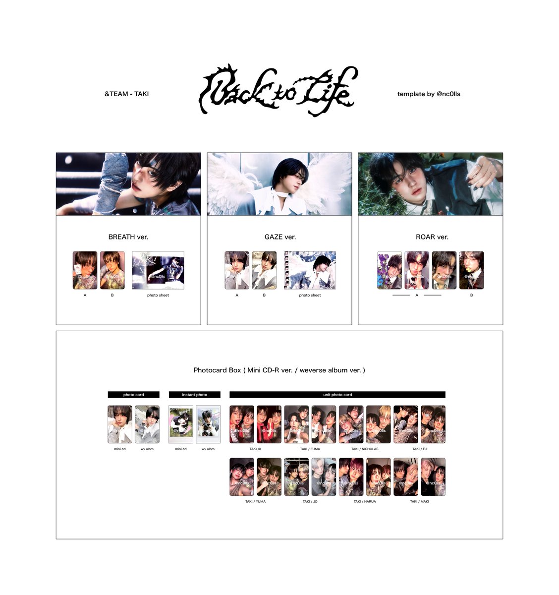 &TEAM 1st mini album 'Back to Life' album photocard template