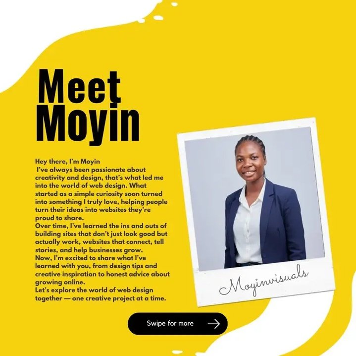 Moyinvisuals's tweet image. Are you ready to take your brand online? If yes, then let’s work together to design a website that drives results.

#websitedesigner #responsivewebsite 
#DesignThatConverts #ProfessionalDesign 
#BuildYourBrandOnline #wix #wixwebsitedesign #wixexpert #websitedevelopment #Creative