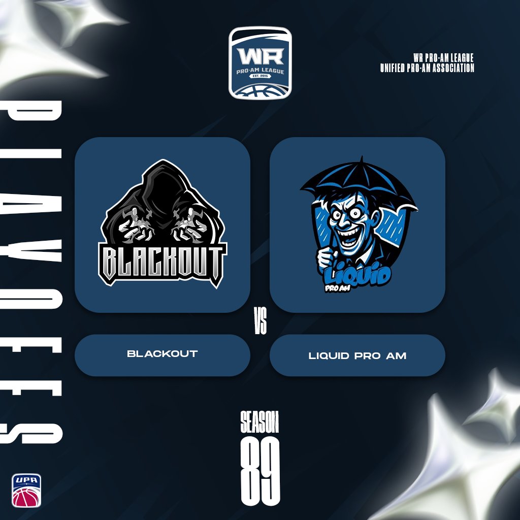 WRProAmLeague's tweet image. 🏆WR 89 PLAYOFFS🏆

You want more you say? We got you!

Blackout 🆚 @LiquidProAm 

Bully Ball 🆚 @KissMyTimbs 

Fearless 🆚 @CashRules2k 

⏰: 11ET Tip-offs

Round 2 Action continues TONIGHT!

TUNE IN👀!