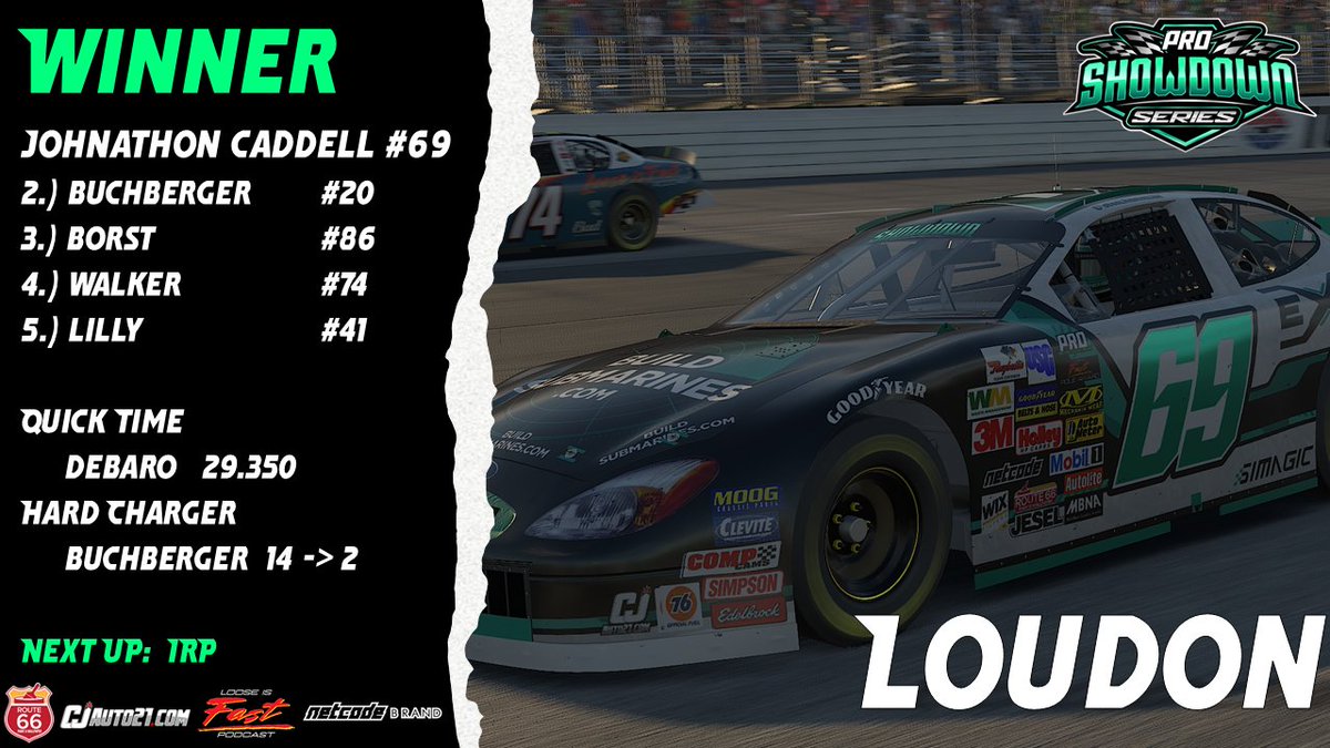 PretendRacing's tweet image. Caddell wins at Loudon!  Next week the Showdown Series heads to IRP for its penultimate race.
