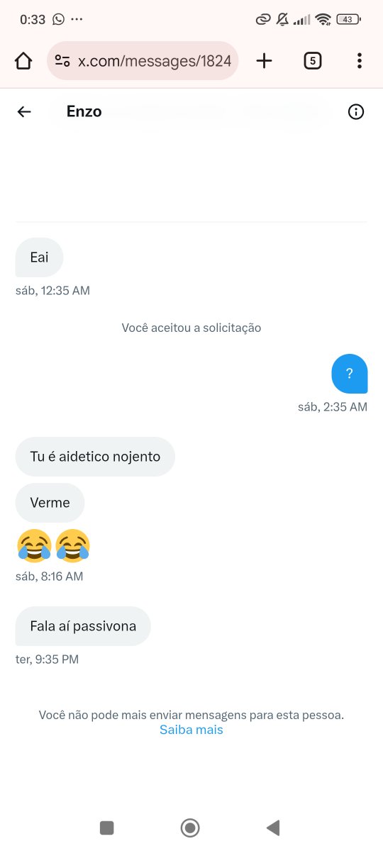 TheErwin1999's tweet image. Kkkkk não basta ser um viadinho otário, tem que ter problema na cabeça também!!! 

Deve ter sido rejeitado e está frustrado. 😂😂😂