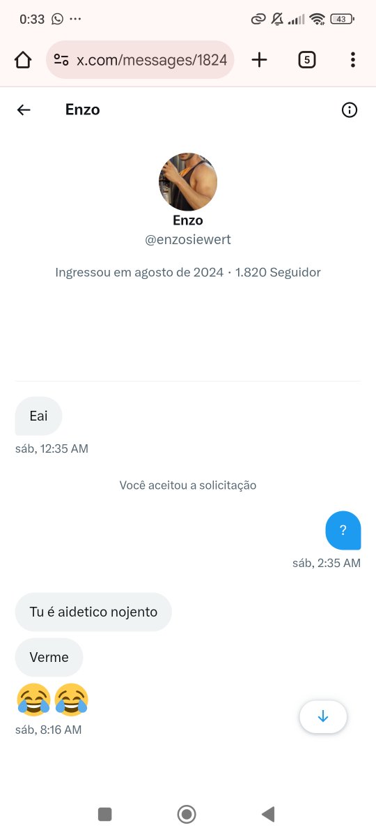 TheErwin1999's tweet image. Kkkkk não basta ser um viadinho otário, tem que ter problema na cabeça também!!! 

Deve ter sido rejeitado e está frustrado. 😂😂😂