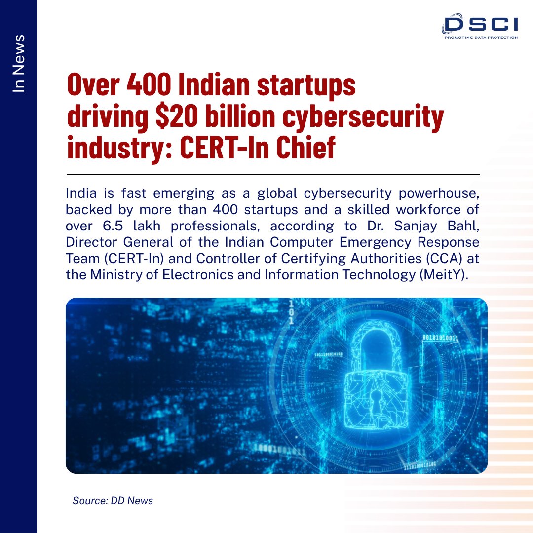 DSCI_Connect's tweet image. #INews | India's emergence as a cybersecurity powerhouse on the global stage highlights the nation's commitment to building a resilient and secure digital infrastructure.

🗞️ Read the complete article at: ddnews.gov.in/en/over-400-in……

#DSCI #cybersecurity #dataprotection #CERTIn