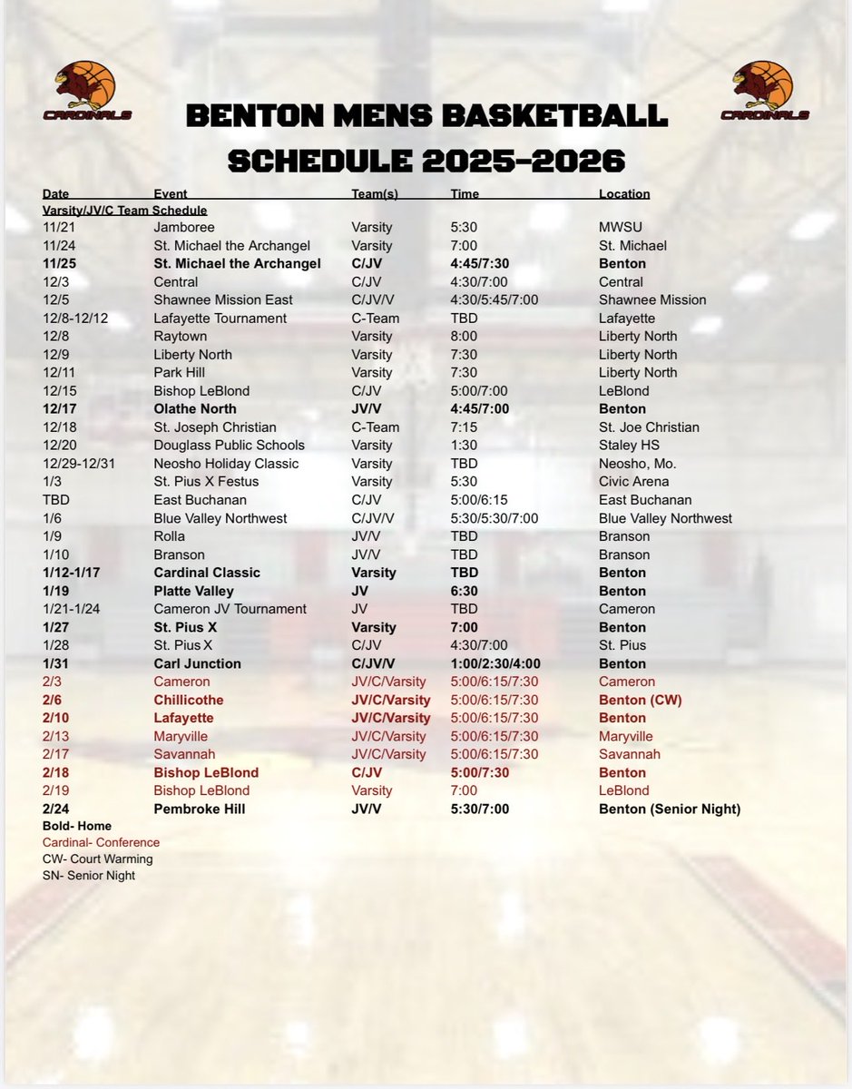 The schedule is LIVE 🔥
Benton Men’s Basketball 2025–2026 season is set — big games, big energy, and we’re ready to make a statement.

Let’s work. 🏀
#Southsidementality