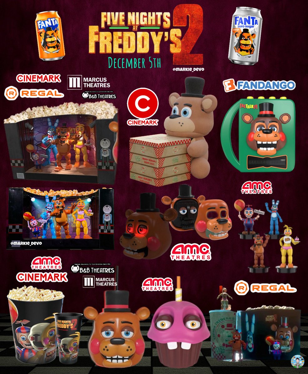 markie_devo's tweet photo. -Freddy Fazbear holding the pizza boxes is Cinemark exclusive.
-Faztalker (Walkie Talkie) popcorn bucket is Fandango exclusive. Pre-order it now at https://t.co/nVfsMB3oP0 .
-Regal will have more buckets, 

(@cinemark , @regalmovies , @amctheatres , @marcustheatres , @fandango ) https://t.co/PB2ThmuqX1