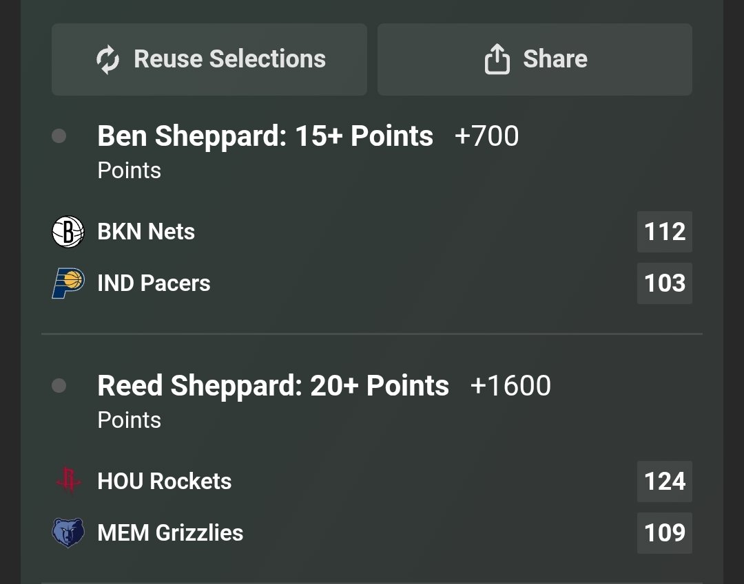 xXMartinXx4's tweet photo. @AuntieGotGame I took the cashout once Reed Sheppard hit 15 lol https://t.co/lSyruLImTN