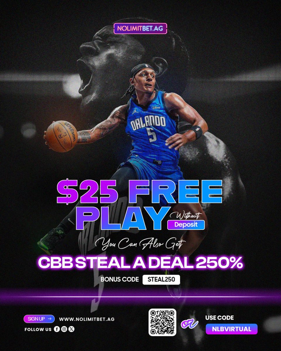 Talentedvirtual's tweet photo. πΈ Get in the game with $25 FREE PLAY β no deposit needed! π
Plus, grab a 250% CBB Steal a Deal Bonus and take your winnings to the next level! π₯
Use code STEAL250 to claim yours now!
πhttps://t.co/9zKVjH2pHQ
#NoLimitBet #CBBBonus #STEAL250 #FreePlayBonus #StealADeal #BettingBonus #BasketballBetting #OnlineBetting #NoDepositBonus #SportsPromo