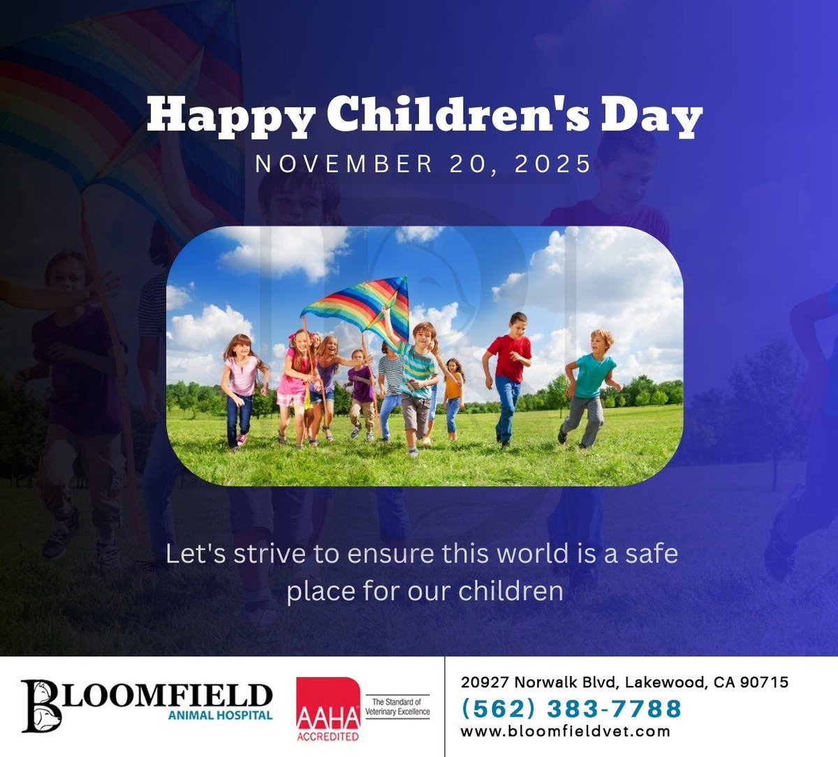 Let's take initiative this World Children's Day to make our world a safer place for all children. Show some love and share this post. #worldchildrensday #brighterfuture #children #bloomfieldanimalhosp #lakewood #CA