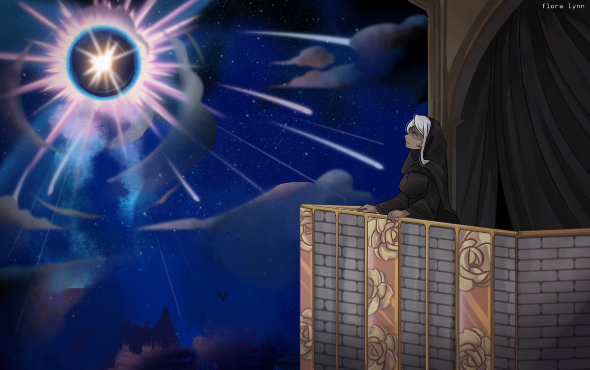 Flower_Lynnn's tweet photo. Secret Project 2/3
"Mourning Stars"
How I imagine Erda look upon the 20 scattered baby primarch pods in the atmosphere as they get scattered and find a better chance to be humans.
#wh40k #erda https://t.co/Hidey7gCm6