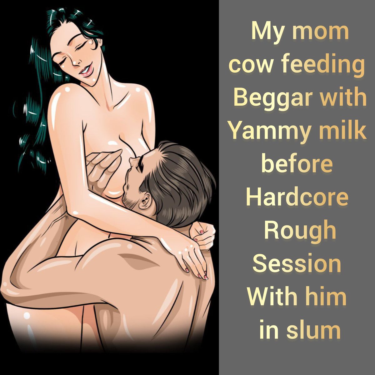 My mom feeding beggar with fresh milk