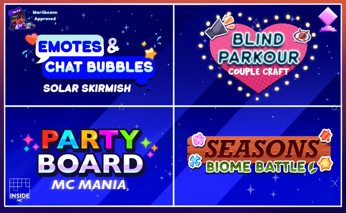 TogetherCrafted's tweet image. We&apos;re very pleased to announce the final 4 nominees for the &quot;Most Impressive Event Feature Of The Year&quot;

Consisting of:
- BLIND PARKOUR
- EMOTES &amp;amp; CHAT BUBBLES
- PARTY BOARD
- SEASONS

Be sure to vote for the most impressive feature for #TheCTA! 🤝