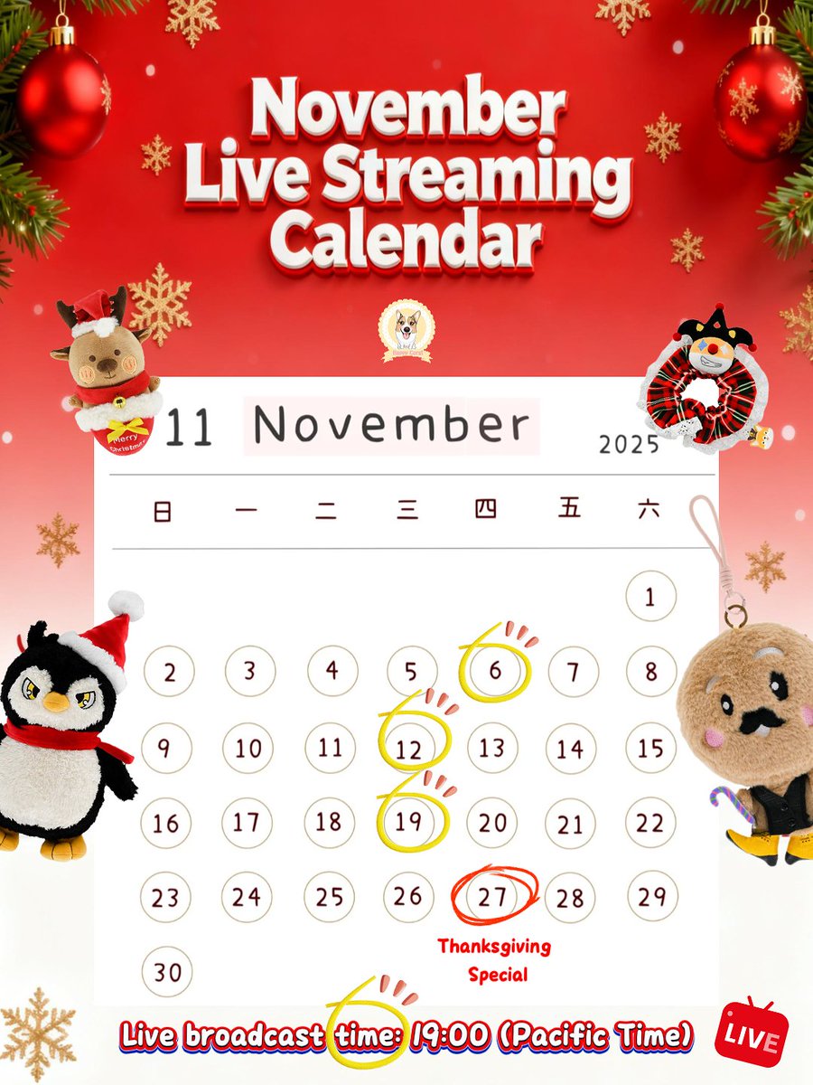 GaoPengToys's tweet image. 🎊November Christmas Live Stream Calendar – Watch Live and Win Prizes!

🎯Tune in to 4 exciting live streams and reap double rewards of gifts and plush toy knowledge!

🎁Not only will we be giving away incredibly tempting surprise gifts for free, but we&apos;ll also provide an…