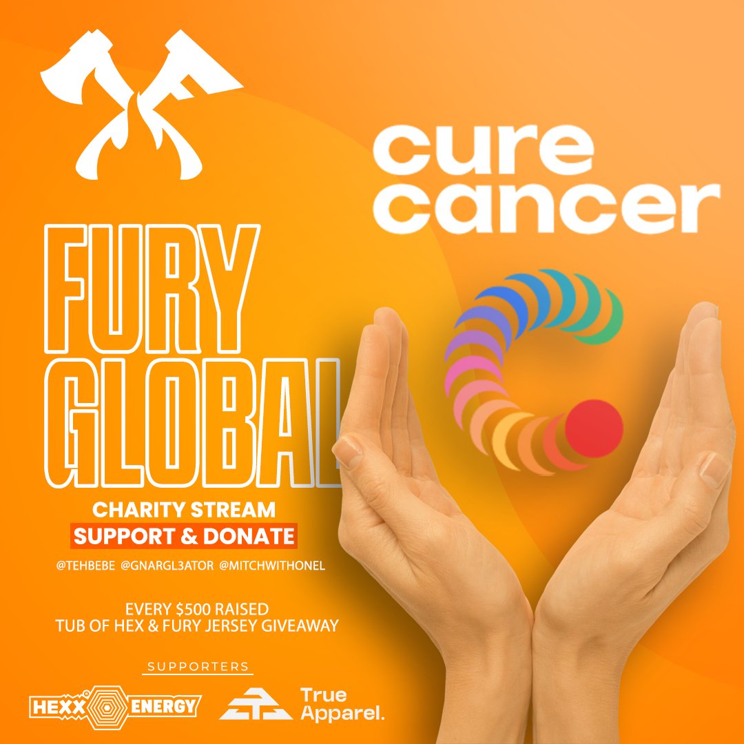 FURY_Global's tweet image. Our content creator @Gnargl3ator is live, raising money for the @GameOn_Cancer charity 💛

Every $500 @TrueApparelCo &amp;amp; @gfuelnz are doing a giveaway!

Support the good cause with a view, donation big or small, or a quick repost 💪 

🔴 twitch.tv/gnargl3ator
📎…