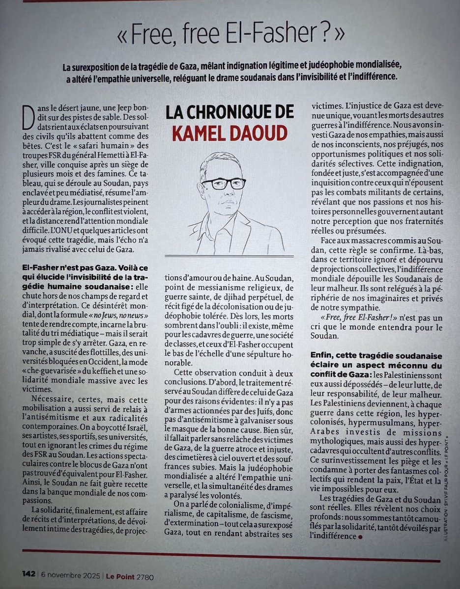 «Free,free El-Fasher?»(Kamel Daoud,chronique Le Point)
