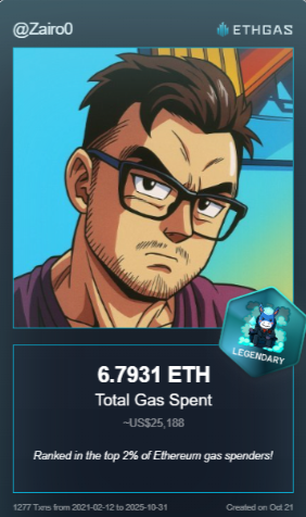 Discovered my Gas ID via ETHGas - turning my gas spend into rewards 🫘

As a Legendary Jack, I've spent 6.7931 ETH on gas but earned 4000 Beans back.

Get your Gas ID and Beans here: ethgas.com/community/gas-…