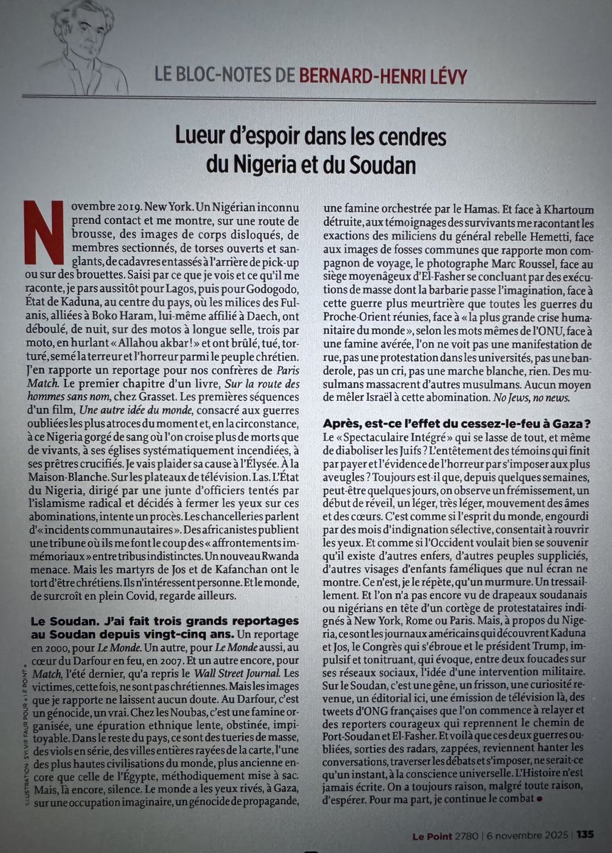 Lueur d’espoir dans les cendres du Nigeria et du Soudan(Bernard-Henri Lévy,bloc-notes Le Point)