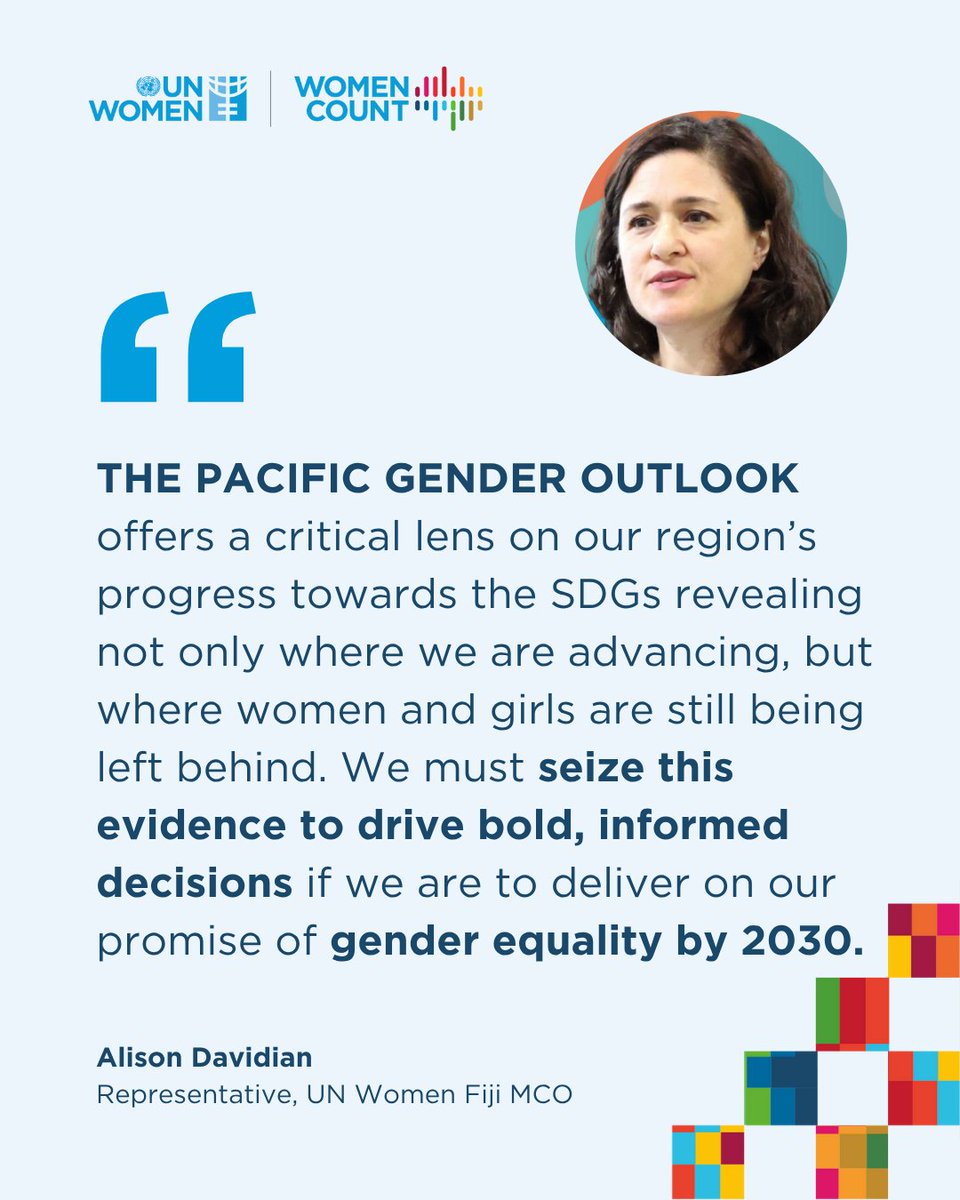 unwomenasia's tweet image. From numbers to change.

Pacific progress starts here. NEW REPORT: Pacific Gender Outlook from @SPC_CPS &amp;amp; @UN_Women 

Download now.
unwo.men/ouIY50Xlyuj

What’s your key takeaway? 

#GenderData #WomenCount #SDGs