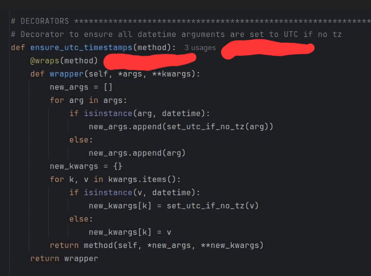 GromashHells's tweet image. Today, first time after 10 years of coding I said to myself: "hmm, best solution here would be a decorator" 🤭

I think I am getting too old.. 😏

#ITLife #Coding #Python