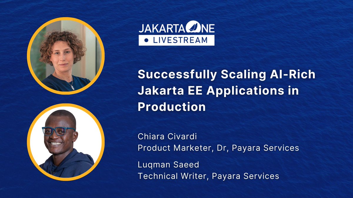 JakartaOneConf's tweet image. 📢 Join Chiara Civardi and Luqman Saeed (@Payara_Fish) as they share practical insights on building and scaling AI-driven applications with @JakartaEE in production environments.

🎟️ Join them at the @JakartaOneConf:
hubs.la/Q03PF5Jw0

#AI #opensource #CloudNativeJava #Java