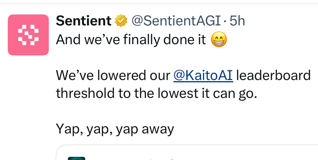 Sentient is now entering the final stretch toward its TGE.

We’re talking about a project that has been in development for years and raised $85M led by Founders Fund. This isn’t just another AI token launch; it’s the turning point of long-term work built on open intelligence,