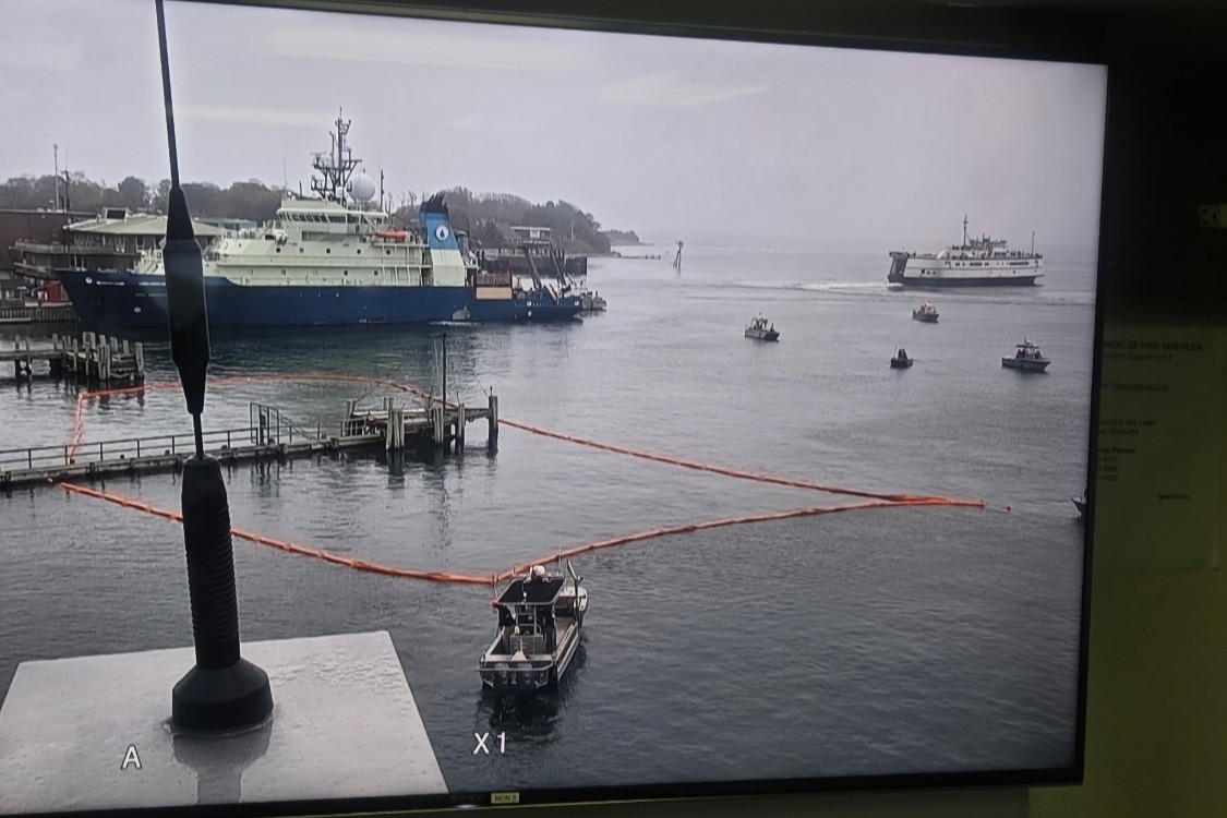 MassDFS's tweet photo. The DFS Special Ops team recently supported @FalmouthFireMA, #MashpeeMA FD, @MassDEP, and other partners for a drill at Woods Hole. An Incident Response Unit provided conferencing, communications, and mapping capabilities, as well as a spot to view footage from one of our drones. https://t.co/n8NWbGtodR