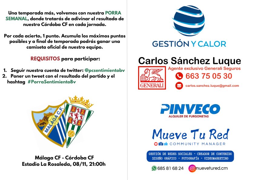 ⚪️🟢 𝙋𝙊𝙍𝙍𝘼 𝙎𝘽𝙑 ⚪️🟢

⚽️ Este sábado viajamos a un sitio muy querido por todos.

Participa en nuestra #PorraSentimientoBv y ve acumulando puntos para poder conseguir una camiseta oficial.

⚠️ Recuerda cumplir con todos los requisitos 👇🏻