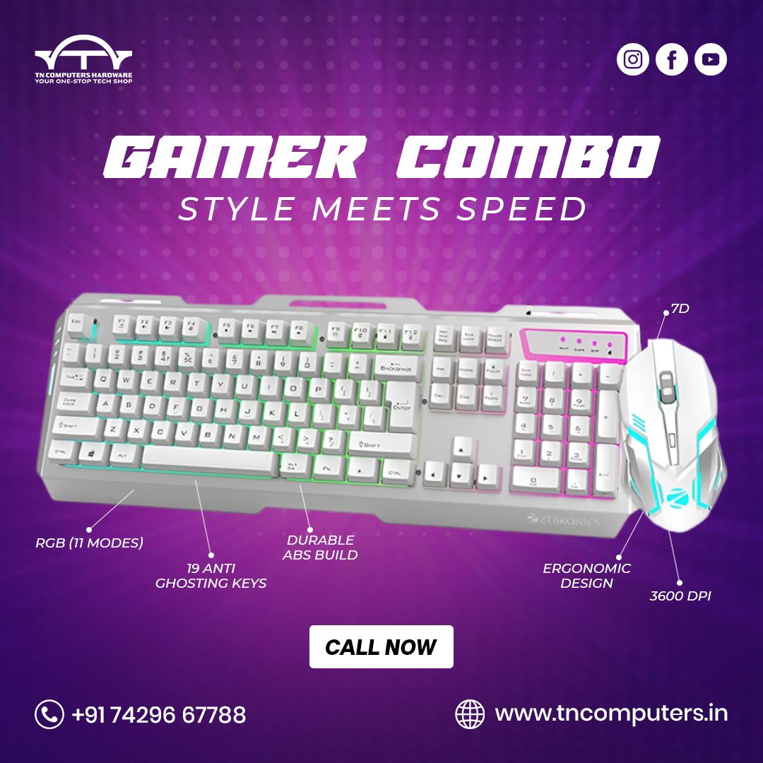 Tncomputerstech's tweet image. 🎮 Style Meets Speed!
Unleash your game with the TN Computers Gamer Combo ⚡
💡 11 RGB Modes
⌨️ 19 Anti-Ghosting Keys
🖱️ 3600 DPI Precision
💪 Durable Build

👉 tncomputers.in
 | 📞 +91 74296 67788
#GamingSetup #TNComputers #RGBKeyboard #GamingMouse #EsportsGear