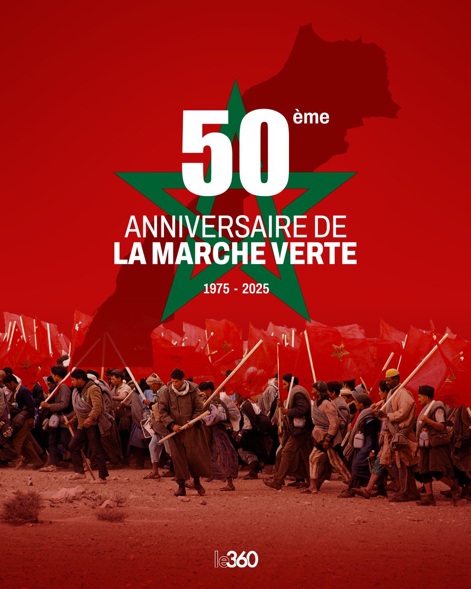 Le360fr's tweet photo. 🇲🇦 Notre Royaume célèbre le cinquantenaire de la glorieuse Marche verte. Le début d’un demi-siècle de lutte et de sacrifices pour le parachèvement de l’intégrité territoriale des provinces du Sud, couronné par la récente résolution onusienne qui consacre l’autonomie sous souveraineté marocaine.