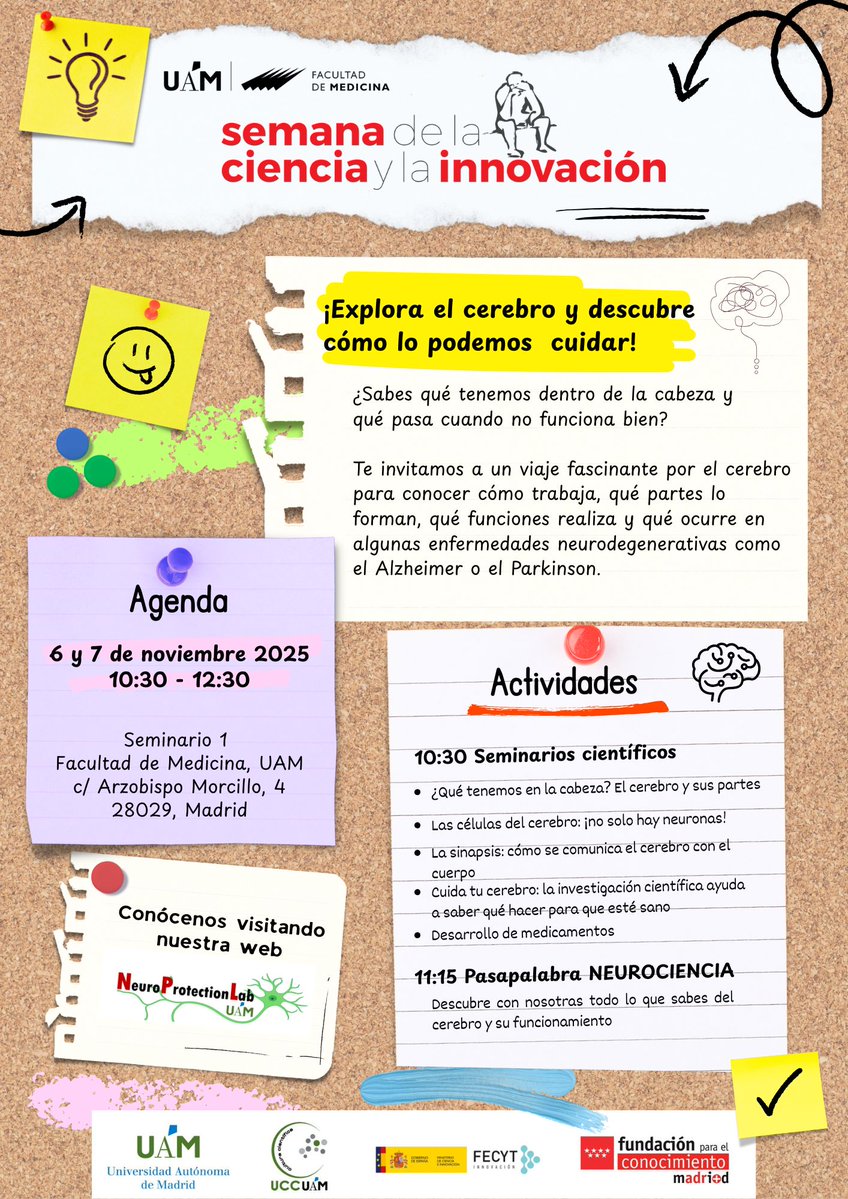 Hoy y mañana participamos en la #SemanaCienciaInnovacion acercando al gran público parte del trabajo de investigación que se hace en <a href="/UAM_Medicina/">Medicina UAM</a> <a href="/UCCUAM/">UCCUAM</a> <a href="/UAM_Madrid/">UAM Autónoma Madrid</a> #enfermedadesneurodegenerativas