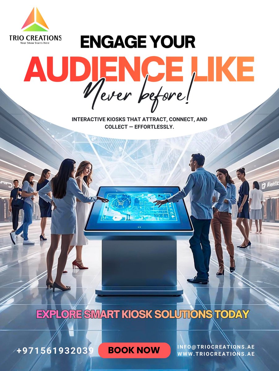 triocreations's tweet image. 💡 Engage your audience like never before!
Explore Smart Kiosk Solutions by Trio Creations — attract, connect &amp;amp; collect effortlessly. 🚀

📞 +971561932039 
🌐 triocreations.ae

#triocreations #smartkiosk #eventtech #digitalinnovation #uaeevents