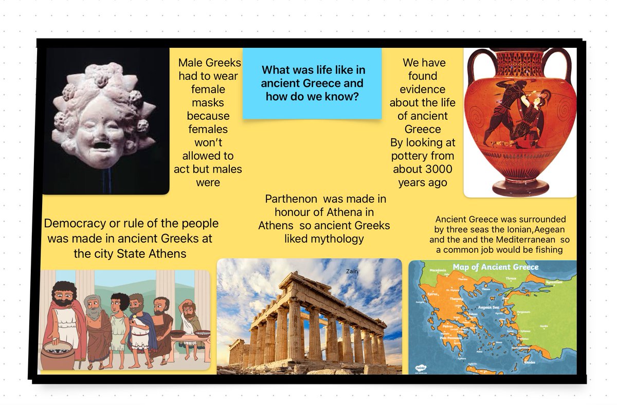 MRPAyear5a's tweet photo. Some responses to our first historical enquiry into Ancient Greece. Our question has been “What was life like in Ancient Greece and how do we know?” #MRPALearning #MRPAHistory @MRPA_History https://t.co/vkIt2joDId