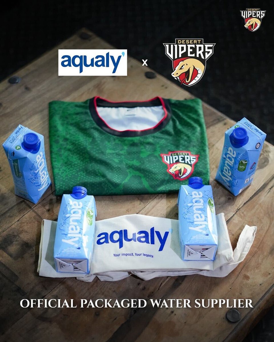 TheDesertVipers's tweet image. Packed with vision and responsibility! ✨

Bringing to you Aqualy as our Official Packaged Water Supplier. ♻️

#DesertVipers #FangsOut