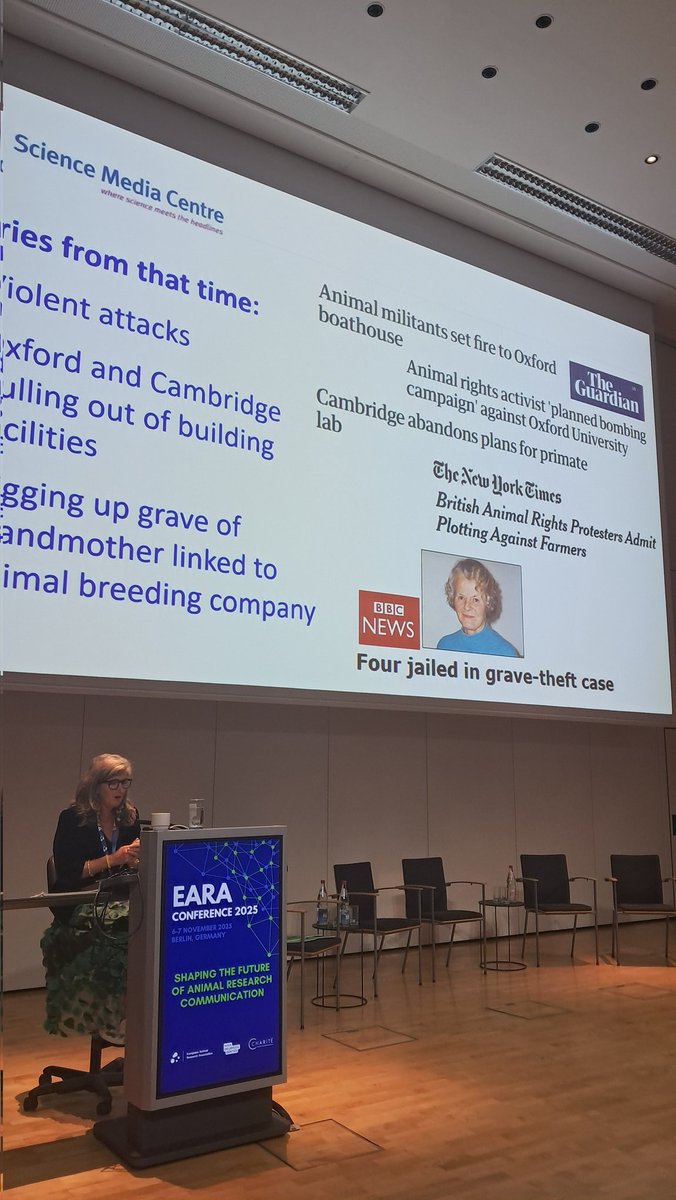 The_EARA's tweet image. Fiona Fox @SMC_London talked about the risks of not talking about animal research, highlighting how #openness from UK researchers, supported by the SMC, changed the tone of media #press. She discussed how openness includes self-criticism, its role in fighting #misinformation and