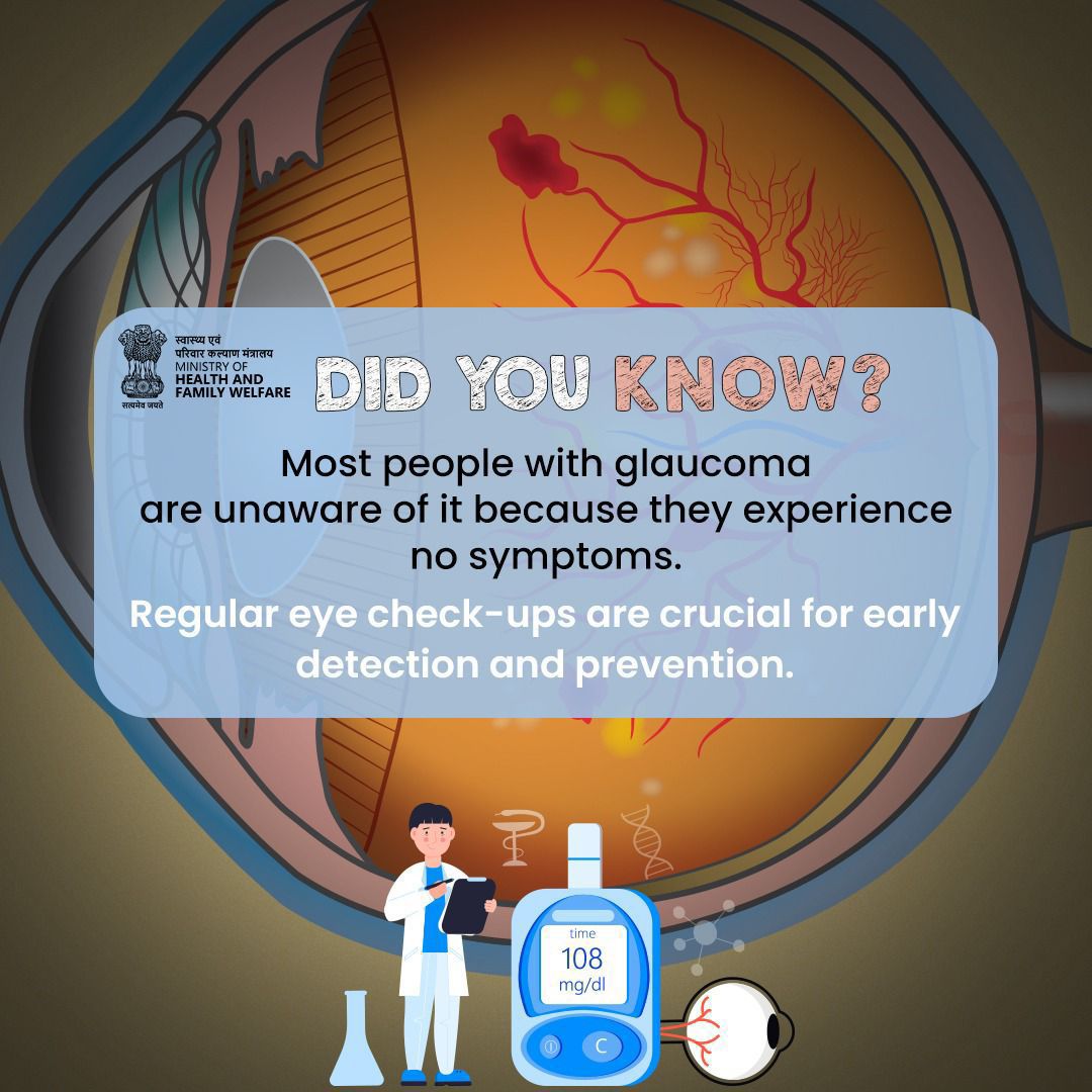 #GlaucomaAwareness | Glaucoma is a silent thief of sight. Get regular eye check-ups for early detection and prevention.
<a href="/KanzaPhc/">PHC_KANZA</a> <a href="/NHMGujarat/">NHM Gujarat</a> <a href="/Tho_Vanthali/">THO_VANTHALI</a>