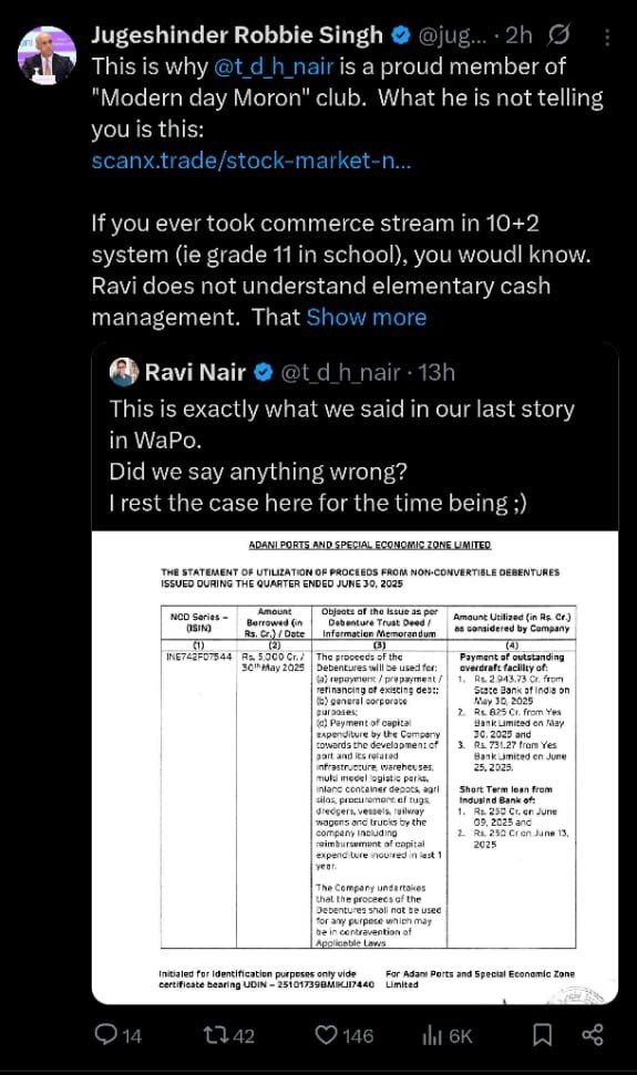 Yesterday, <a href="/t_d_h_nair/">Ravi Nair</a>, who loves to call himself as a “senior journalist,” launched yet another attack on the #AdaniGroup. He even attached a document as supposed “evidence,” but—as usual—Ravi Nair pushed only half-baked, misleading information.

Once Adani Group CFO