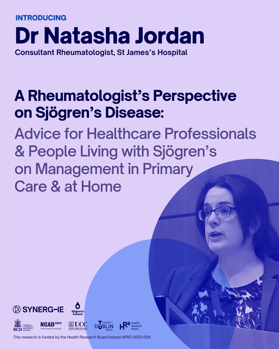 SYNERG_IE's tweet photo. 📢 Speaker Announcement! 

On the 22nd November, Dr Natasha Jordan, Rheumatologist, will be sharing advice for healthcare professionals &amp; people living with SjD on management in primary care &amp; at home.

🔗 Register here: https://t.co/Axhhyb94M2
🎓 2 CPD credits (RCSI approved) https://t.co/N6ruVCAFBk