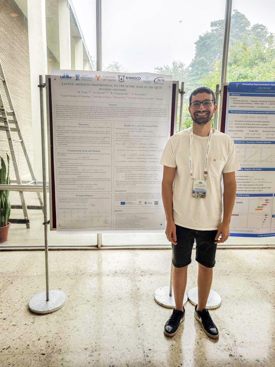rinnocoltd's tweet photo. 🧑‍🔬 Another proud moment for Rinnoco!🌍

📊Our poster was presented by Dr. Demetrianos Gavriel (now at Uni Parma &amp; INFN) at #Lattice2025 (TIFR Mumbai), showing results on mass effects in the QCD β-function, funded by RIF (@ResearchCy).

#Rinnoco #UCY #StongILA #SUPER_QUANTA https://t.co/pxvBRtgp23