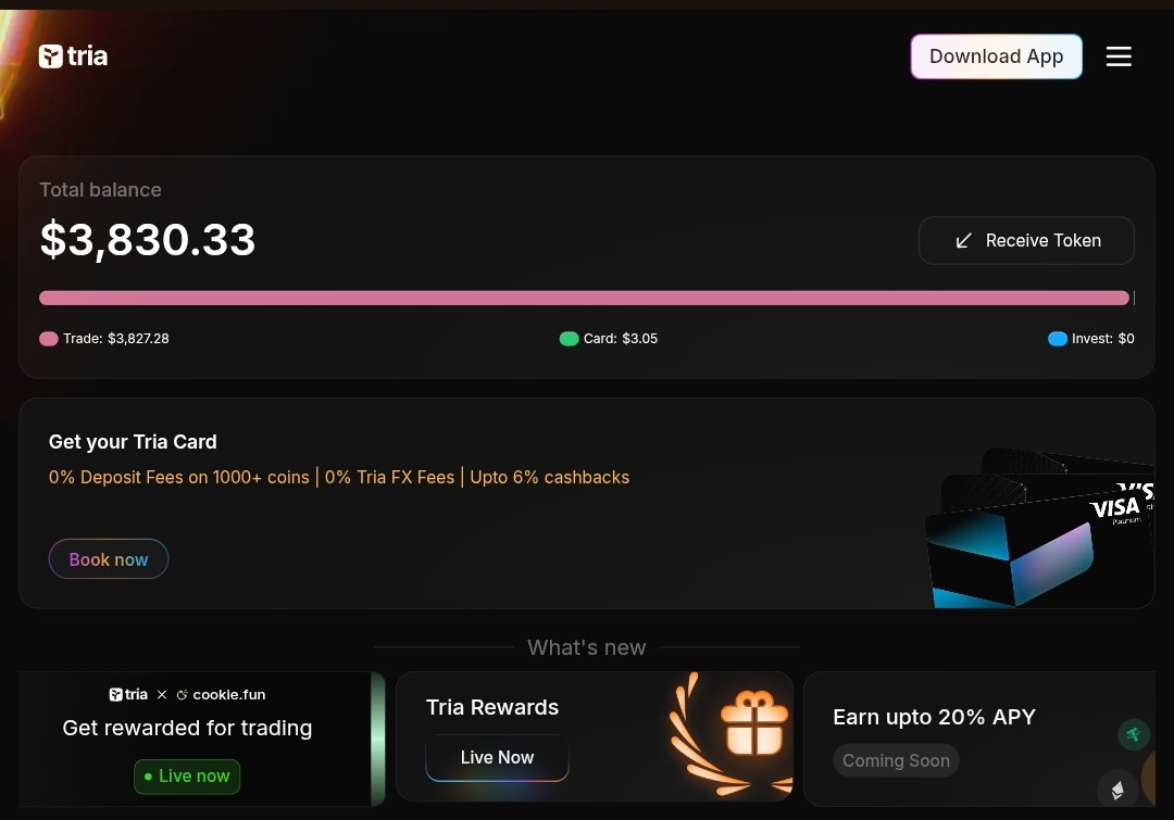 36× oversubscription in just two days!  Tria Legion has officially kicked off a New competition in the crypto banking world.

Forget the word “bank card” what Tria is doing isn’t traditional banking. Their goal is to bring crypto spending, trading, investing, and earnings