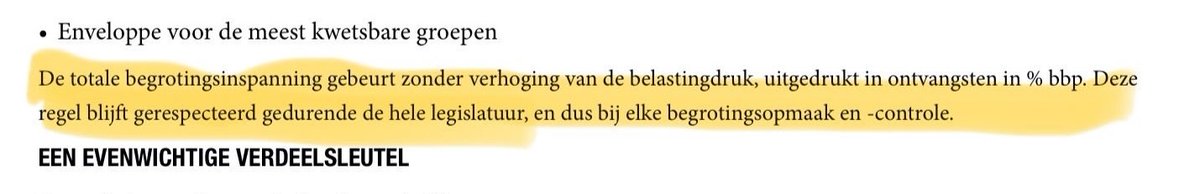 DGodefridi's tweet photo. Voici ce que dit la déclaration de gouvernement, qui est la constitution du gouvernement fédéral belge. Présenter Bouchez comme une espèce de jihadiste thatchérien parce qu’il refuse d’augmenter les impôts du pays le plus taxé du monde, cela en conformité avec la déclaration de gouvernement signée il n'y a pas un an par TOUS les partis de la majorité — ce que font 90% des journalistes de la paléopresse — est *délirant*. Ceci n'est EN RIEN un problème wallon/flamand mais le simple respect de la parole donnée.

Dit staat in de regeringsverklaring, die de grondwet van de Belgische federale regering vormt. Bouchez afschilderen als een soort Thatcheristische jihadist omdat hij weigert de belastingen te verhogen in het land met de hoogste belastingen ter wereld, in overeenstemming met de regeringsverklaring die nog geen jaar geleden door ALLE meerderheidspartijen is ondertekend – wat 90% van de journalisten van de paleopers doet – is Waanzinnig. Dit is GEENSZINS een Waals/Vlaams probleem, maar gewoon een kwestie van het nakomen van een belofte.