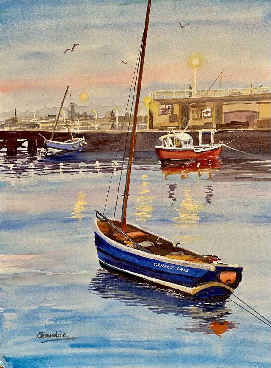 purpleartist44's tweet image. ⁦@DailyPicTheme2⁩ #floating - a theme made for me . At least half of all my paintings have a watery subject ! Bridlington Harbour half sheet watercolour happily sold
