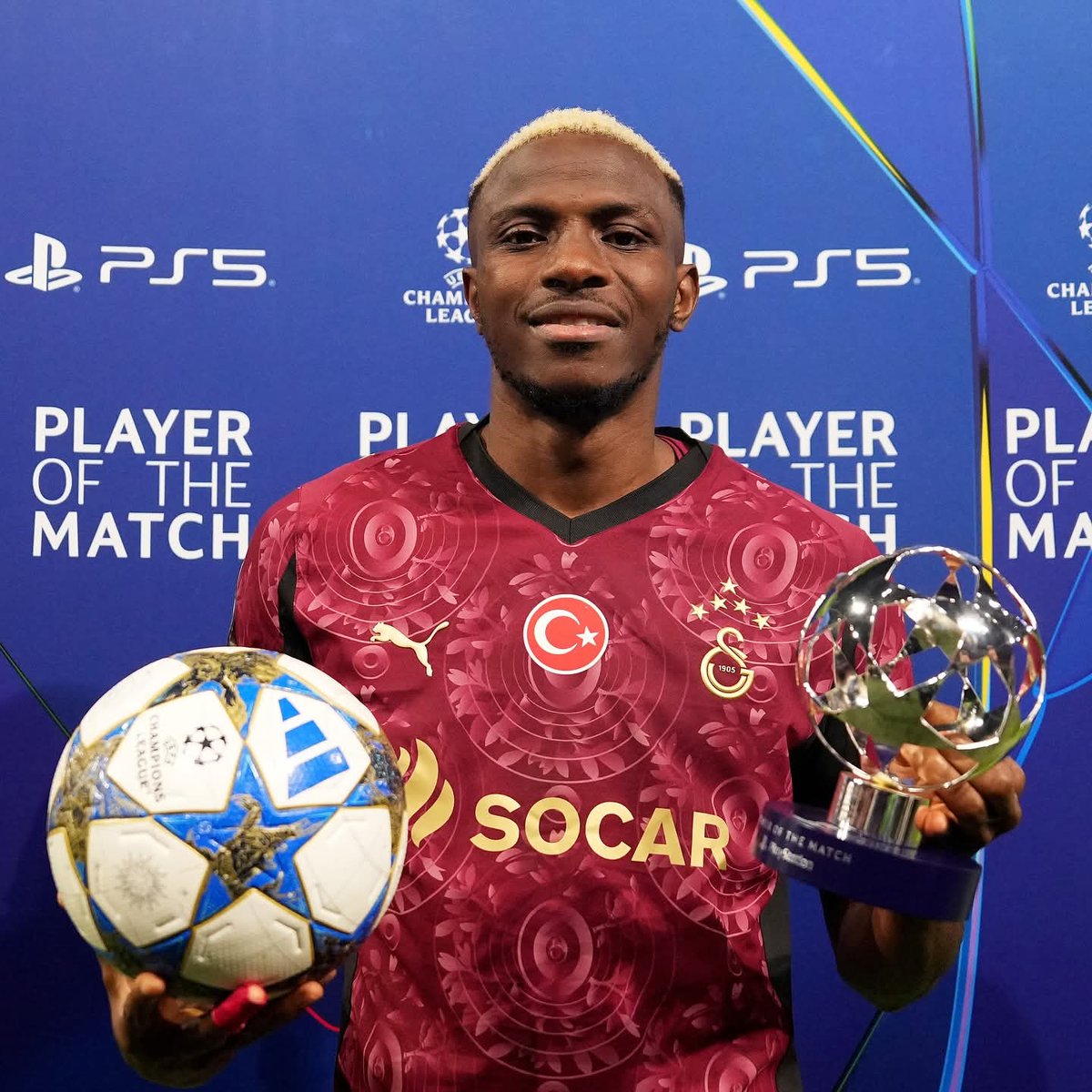 Blueprint_ng's tweet image. 🇳🇬 Victor Osimhen—Africa’s Golden Boy on Fire! 🔥

Another UCL night, another Osimhen masterclass!
⚽️ First-ever UCL hat-trick
🏆 3rd straight MOTM
🎯 Current top scorer in the Champions League

#Osimhen #VO9 #SuperEagles #UCL #Galatasaray #Nigeria #Football #ChampionsLeague