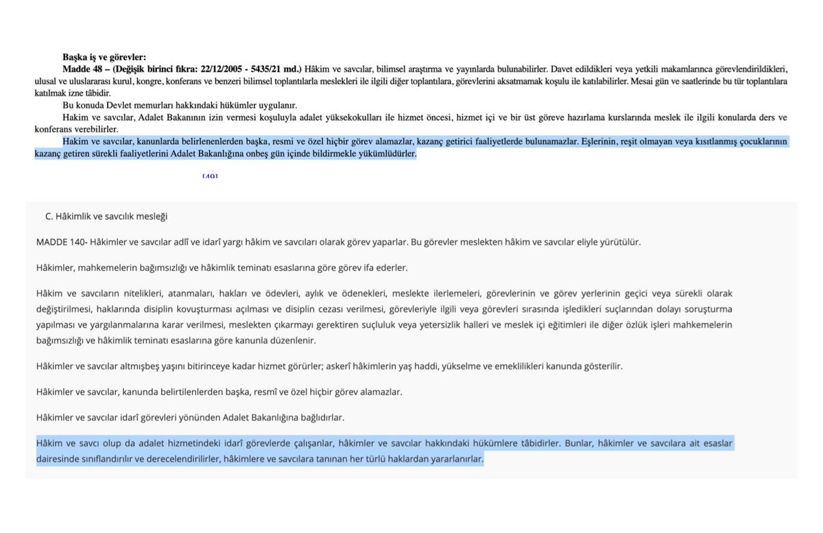 “Bakan yardımcısıydı, o yüzden sorun yok” diyen aklı evveller, meseleyi kurtarmıyorsunuz; daha da vahimleştiriyorsunuz. Çok kötü yakalandınız, kıvranmayın; gereğini yapın.

Anayasa’nın 140’ıncı maddesi der ki; adalet hizmetindeki idari görevlerde çalışan savcı ve hakimler de