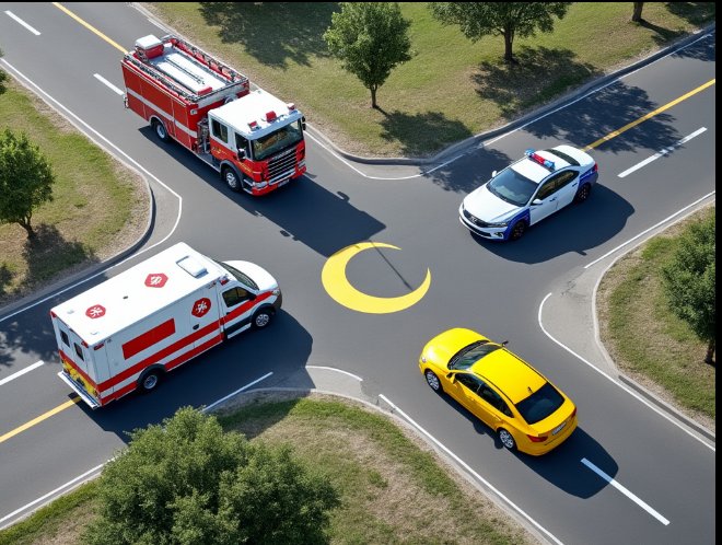 على هذا التقاطع لمن الأولوية ؟
سيارة الشرطة
السيارة الخصوصي
سيارة الإسعاف
سيارة الإطفاء