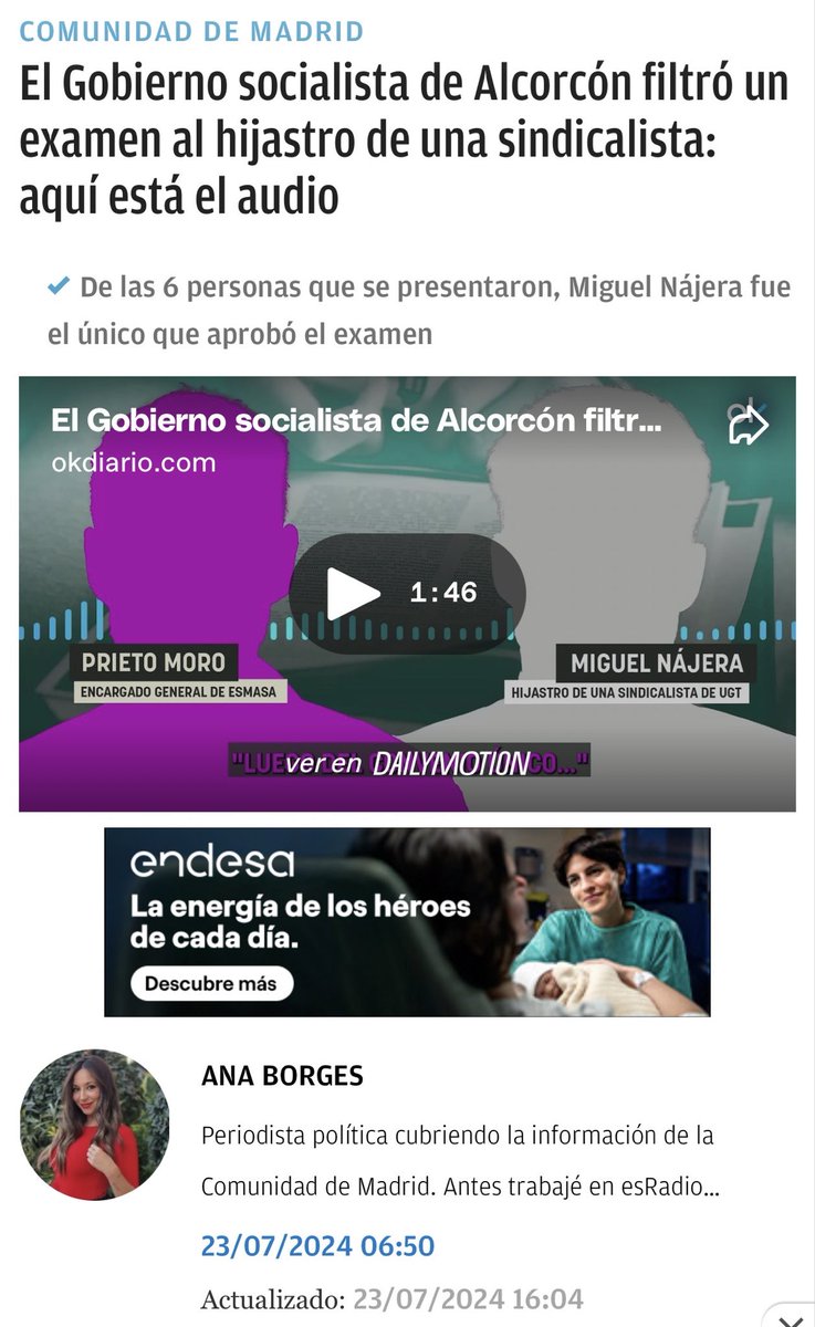 PedroMorenoGmz's tweet photo. 📣 CORRUPCIÓN EN #ALCORCÓN 📣

Solicito públicamente la dimisión de @CandeTesta como máxima responsable de ESMASA #Alcorcón por colocar al corrupto que utilizó su puesto de responsable de @EsmasAlcorcon para manipular y soplar las preguntas de exámenes. Ahora lo vuelven a colocar de Director de Producción. 

#Alcorcón merece instituciones limpias, ejemplares y libres de cualquier sombra de favoritismo. Por eso pido públicamente que se depuren responsabilidades en la dirección de ESMASA tras conocerse las irregularidades en los procesos internos y el regreso a del cargo directivo de una persona cuestionada por su actuación en el pasado.

⚠️ Es inadmisible que los vecinos y sobre todo los trabajadores de ESMASA tengan que aguantar semejante bochorno.

🔍 Transparencia total YA
— Investigación completa de los hechos
— Explicaciones públicas sobre este nombramiento
— Garantías de que los procesos internos son limpios

Los vecinos no van a mirar hacia otro lado. Ni los trabajadores tampoco. Exijo a los sindicatos @esmasau @CcooEsmasa @CgtEsmasa @usoesmasa @SilmumaEsmasa y a todos los sindicatos de la empresa que tengan altura de miras, aparquen su ideología y defiendan a la empresa ante este bochorno. De no hacerlo serán cómplices de todo. 

#Alcorcón exige honestidad y respeto a lo público.

Seguro que lo de que este tipo sea hermano de una ilustre socialista de #Mostoles no tiene nada ver. 

Aquí os dejo el audio del soplo de los exámenes además del correo que confirma la colocación del soplón. 

👇🏼
https://t.co/dZ7kcAZXZs

@Gaceta_Alcorcon @alcabodelacalle @alcorconhoy @okdiario @InformativosTM @telemadrid @SER_MadridOeste @labanderaes @gaceta_es @larazon_es @eltorotv